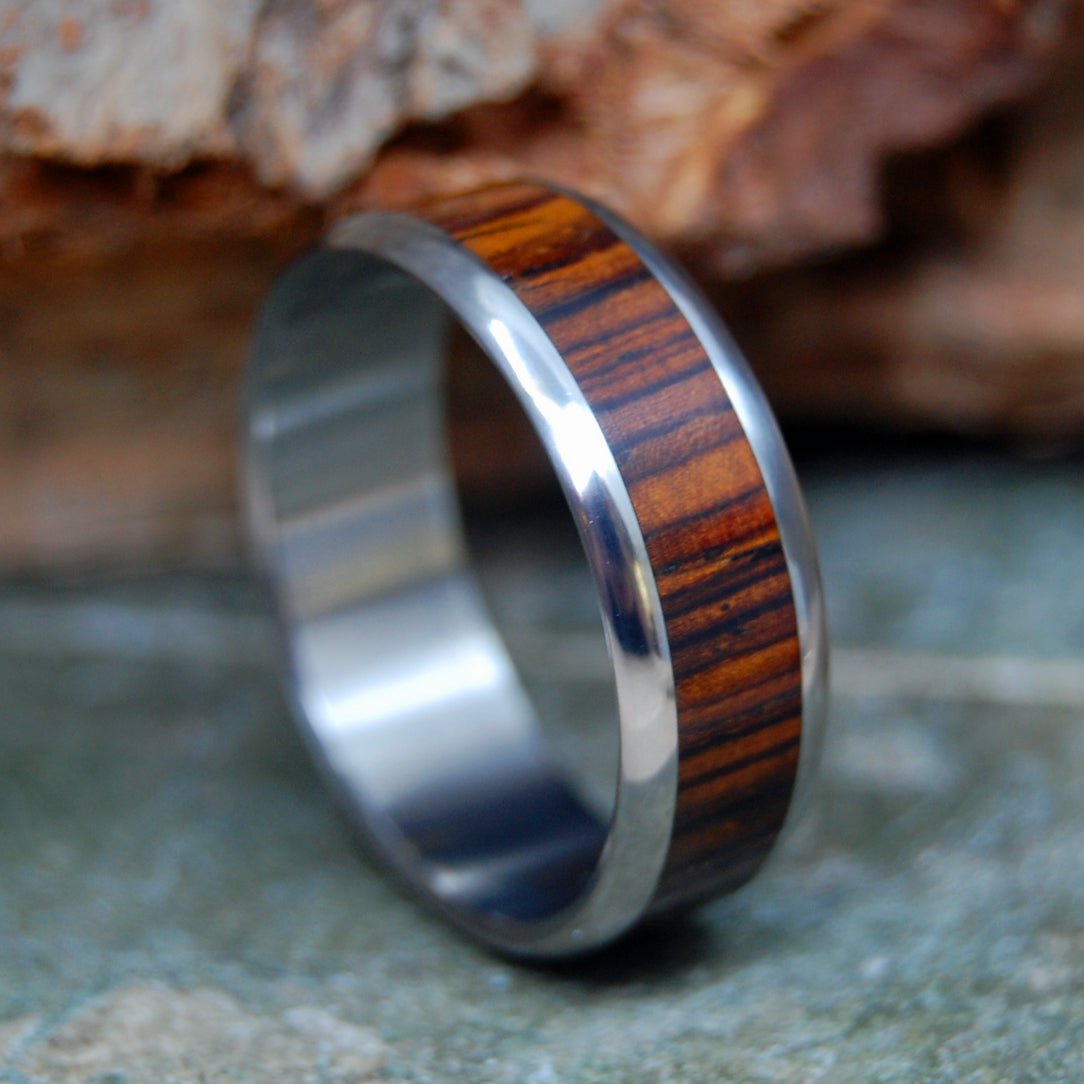 Rounded Cocobolo | Men's Cocobolo Wood & Titanium Wedding Ring - Minter and Richter Designs
