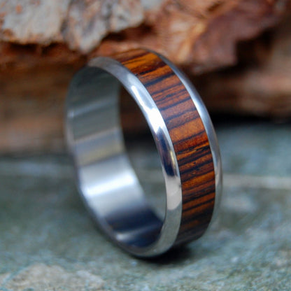 Rounded Cocobolo | Men's Cocobolo Wood & Titanium Wedding Ring - Minter and Richter Designs