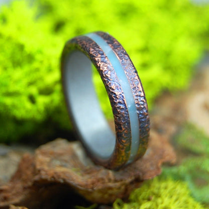 Rounded Copper Larimar Narrow | Women's Larimar Stone, Copper & Titanium Wedding Ring - Minter and Richter Designs