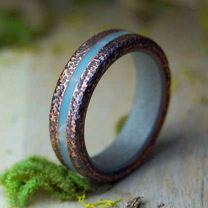 Rounded Copper Larimar Narrow | Women's Larimar Stone, Copper & Titanium Wedding Ring - Minter and Richter Designs