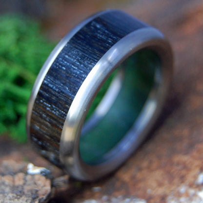 ROUNDED IRISH BOG CONNEMARA | Men's Connemara Marble, Irish Bog Oak & Titanium Wedding Ring - Minter and Richter Designs