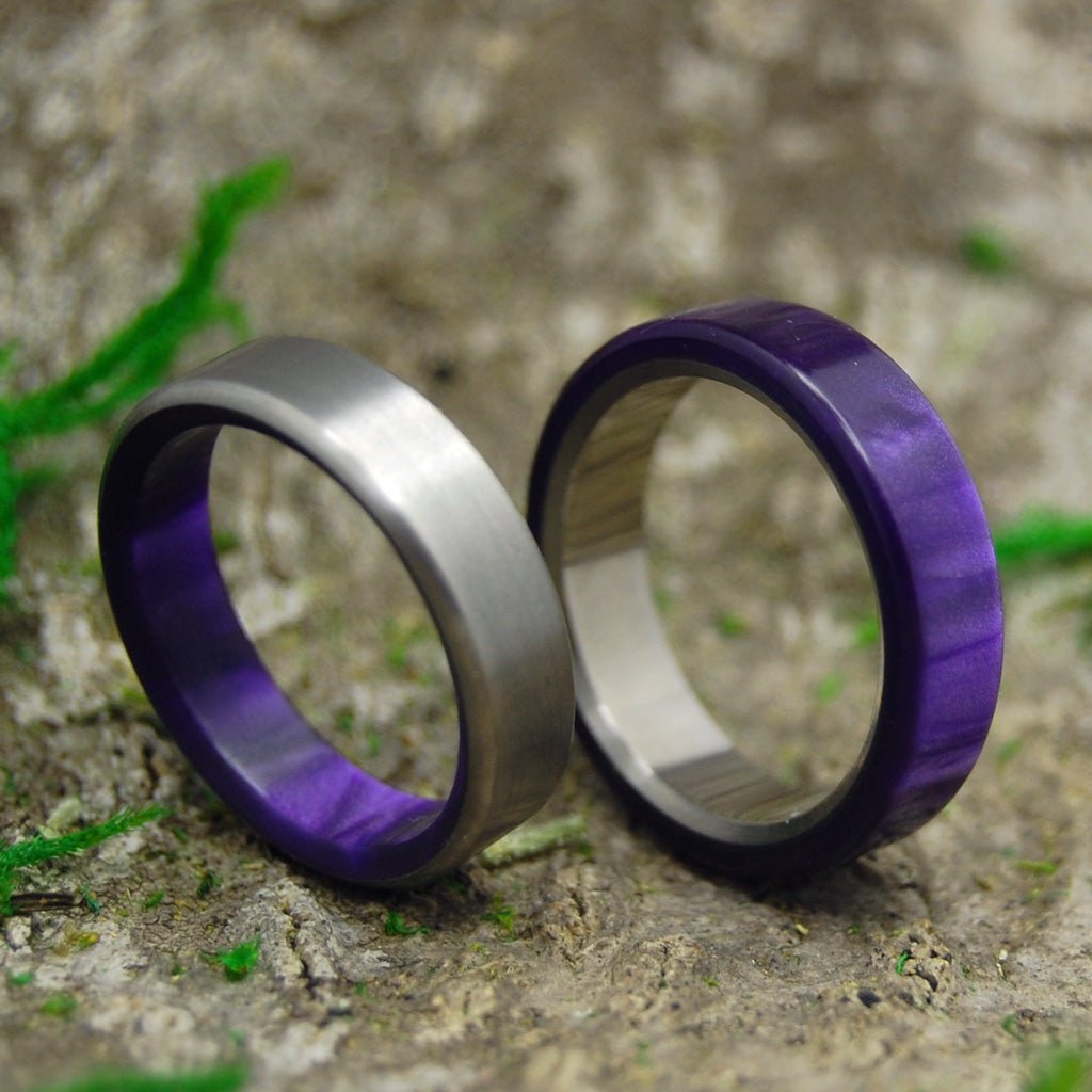 Royal Swim In & Out | Purple Marbled Resin & Titanium - Unique Wedding Ring - Minter and Richter Designs