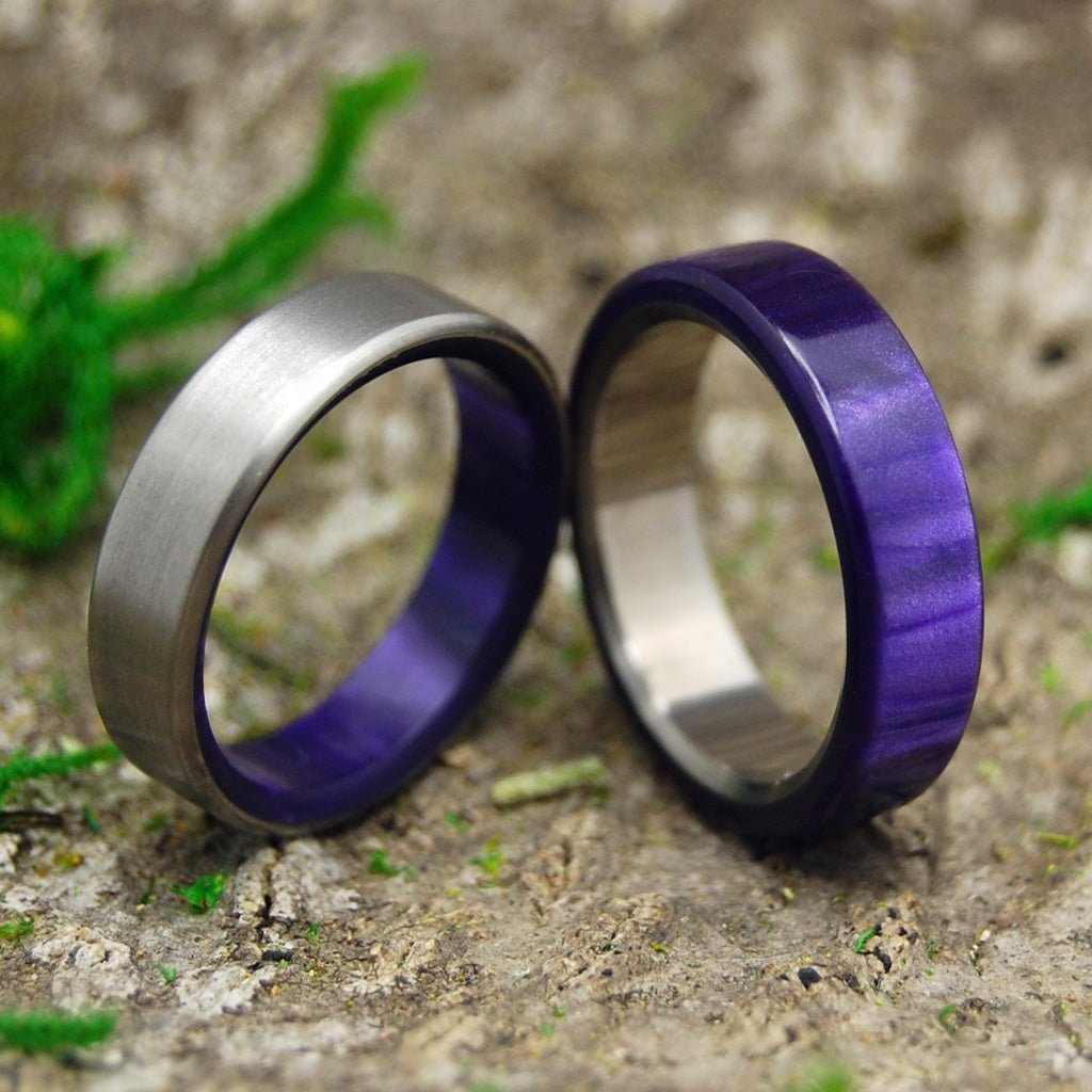 Royal Swim In & Out | Purple Marbled Resin & Titanium - Unique Wedding Ring - Minter and Richter Designs