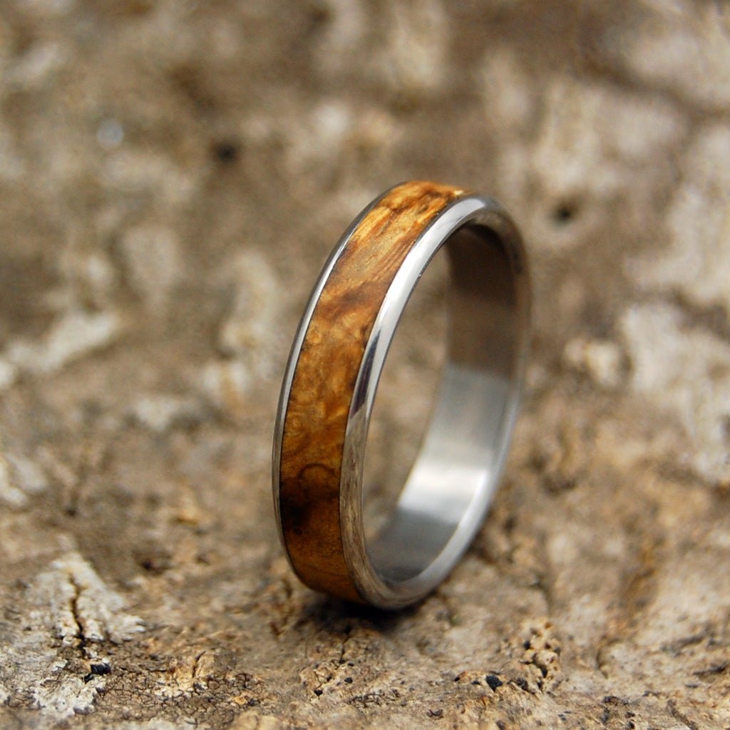 Runaway Rounded | Men's California Buckeye Wood & Titanium Wedding Ring - Minter and Richter Designs