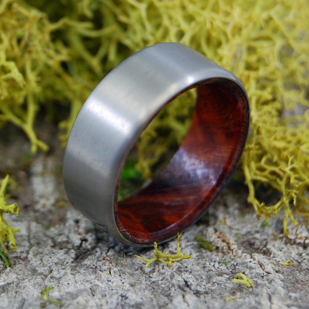 SANCTUM | Size 9 At 7.9mm | Amboyna Burl | Titanium Wedding Ring | On Sale - Minter and Richter Designs