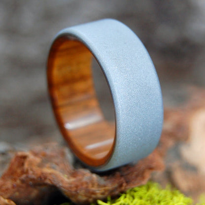 Sandblasted Ancient Kauri Kore | Men's Kauri Wood & Titanium Wedding Ring - Minter and Richter Designs