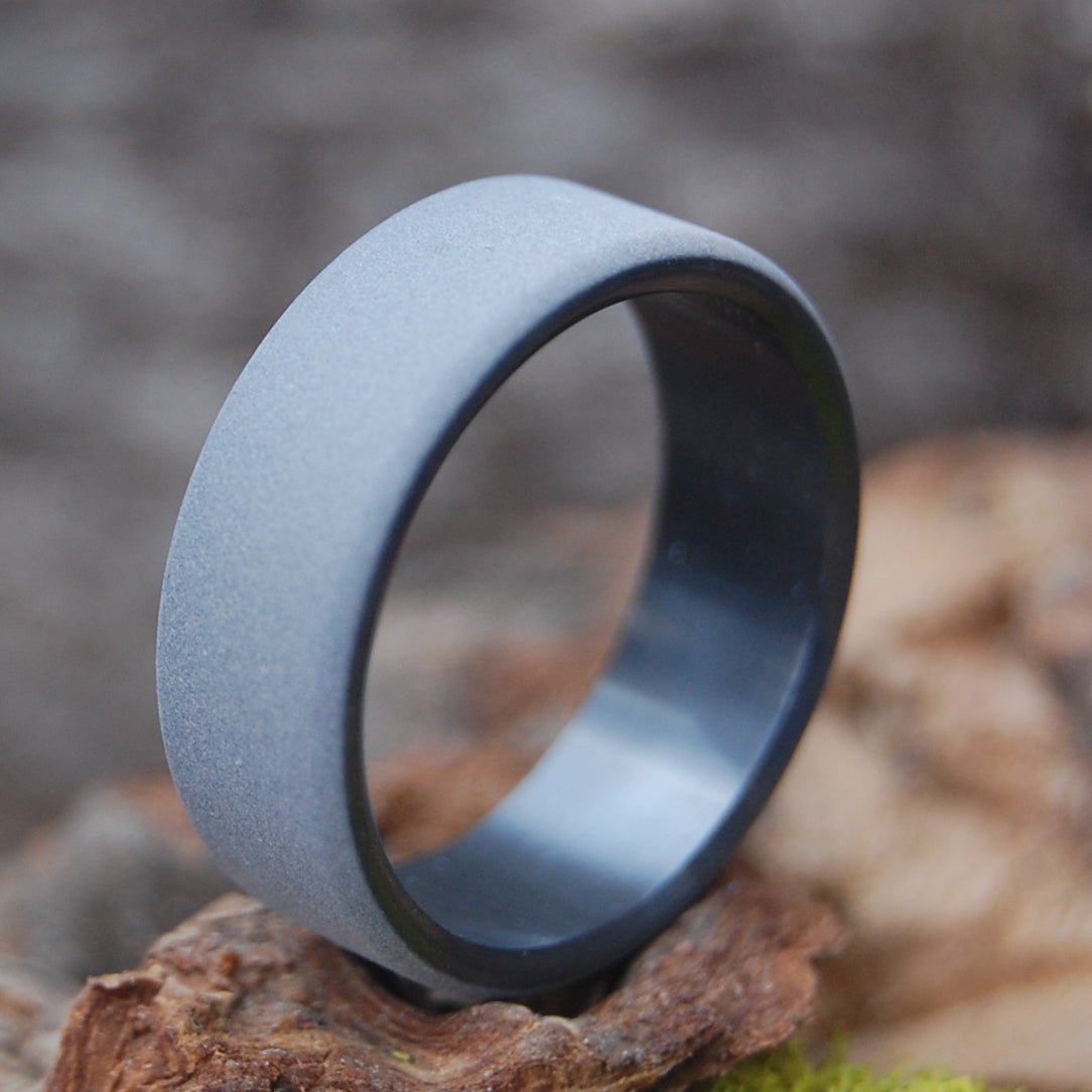 Sandblasted Atomic Number 40 | Men's Zirconium & Black Wedding Ring - Minter and Richter Designs