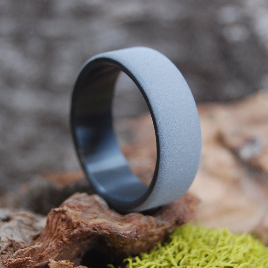 Sandblasted Atomic Number 40 | Men's Zirconium & Black Wedding Ring - Minter and Richter Designs