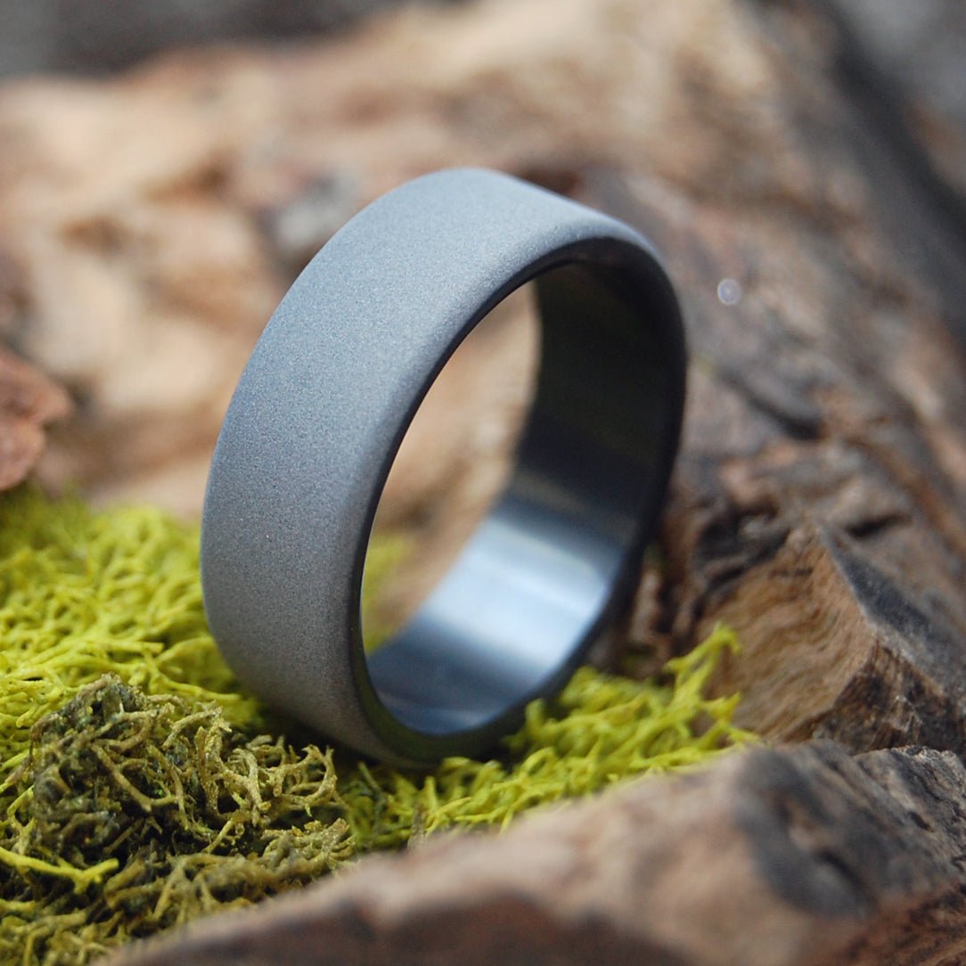 Sandblasted Atomic Number 40 | Men's Zirconium & Black Wedding Ring - Minter and Richter Designs