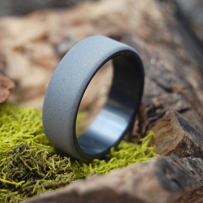 Sandblasted Atomic Number 40 | Men's Zirconium & Black Wedding Ring - Minter and Richter Designs