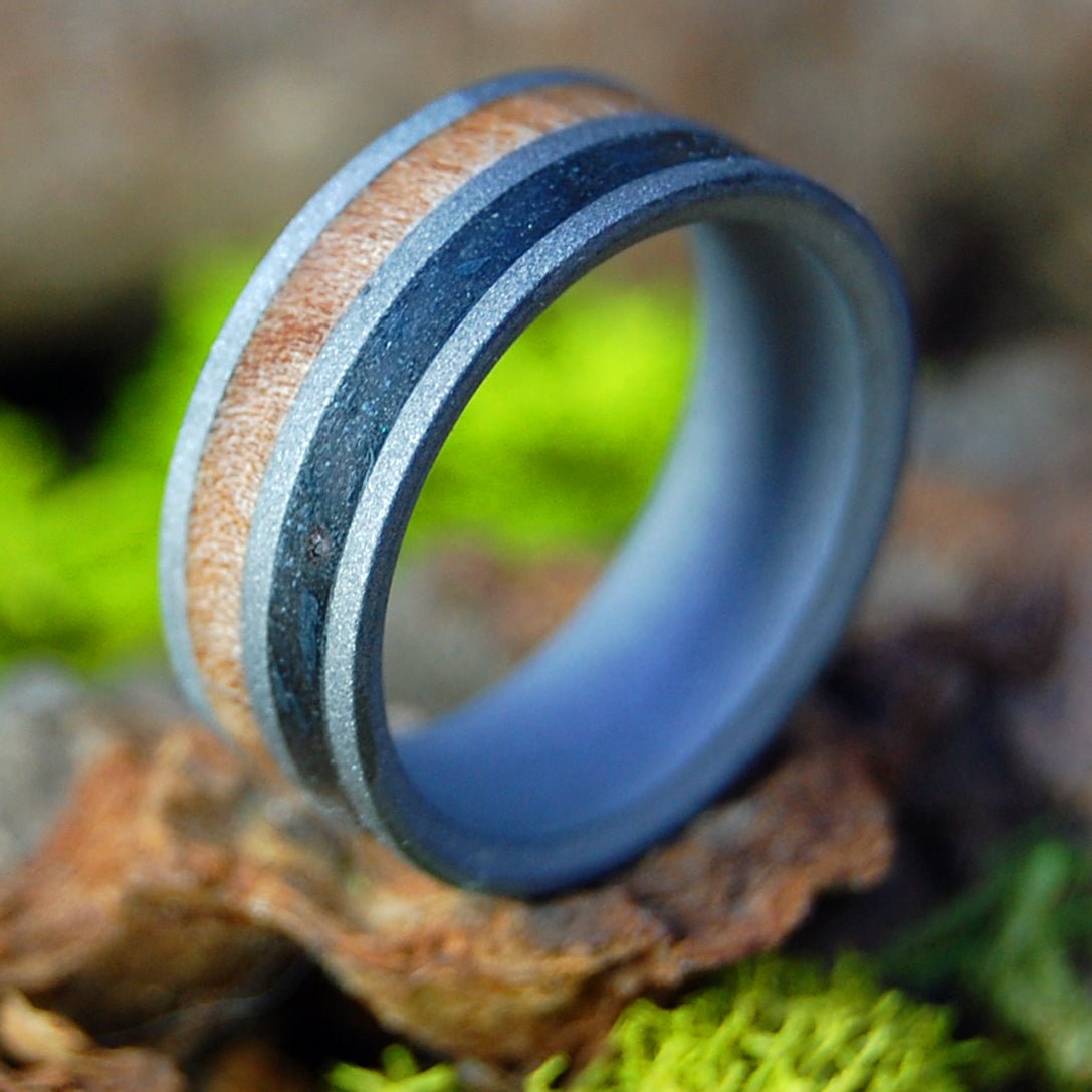 Sandblasted Vermont Lake | Men's Vermont Slate, Vermont Maple & Titanium Wedding Ring - Minter and Richter Designs