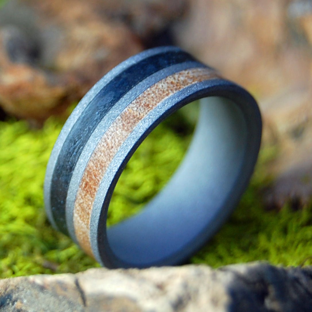 Sandblasted Vermont Lake | Men's Vermont Slate, Vermont Maple & Titanium Wedding Ring - Minter and Richter Designs