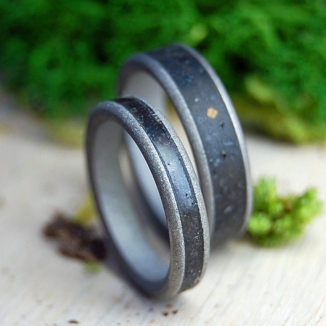 Sandblasted Volcanic Ash And Lava | Icelandic Volcanic Beach Sand And Lava - Unique Wedding Rings - Minter and Richter Designs