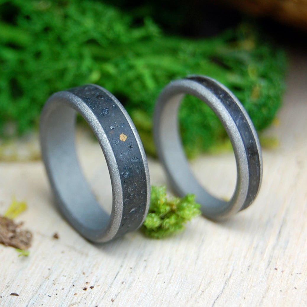 Sandblasted Volcanic Ash And Lava | Icelandic Volcanic Beach Sand And Lava - Unique Wedding Rings - Minter and Richter Designs