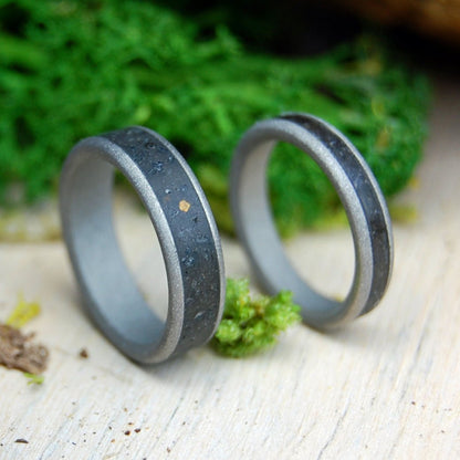 Sandblasted Volcanic Ash And Lava | Icelandic Volcanic Beach Sand And Lava - Unique Wedding Rings - Minter and Richter Designs
