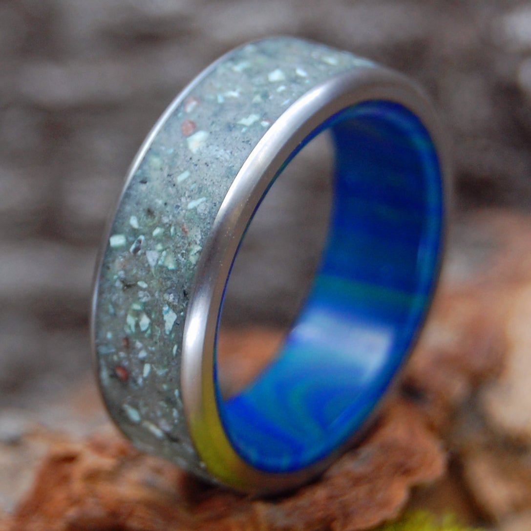 SAPPHIRE LAKE TAHOE BANDED | Azurite Stone & Lake Tahoe Rocks - Unique Wedding Ring - Stone Wedding Ring - Minter and Richter Designs