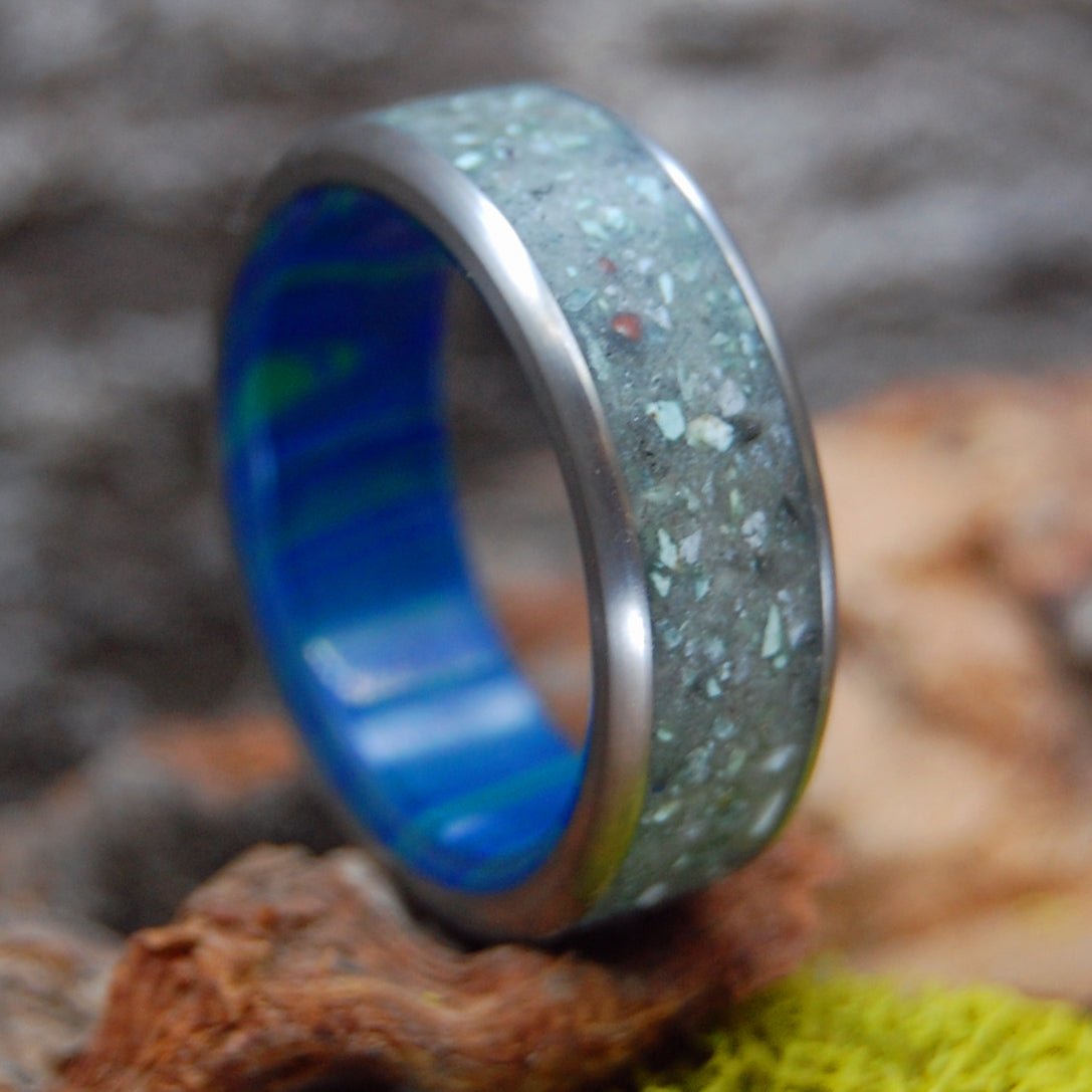SAPPHIRE LAKE TAHOE BANDED | Azurite Stone & Lake Tahoe Rocks - Unique Wedding Ring - Stone Wedding Ring - Minter and Richter Designs