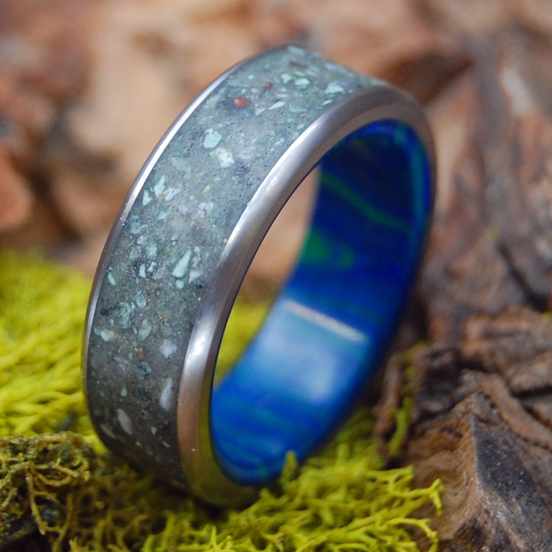 SAPPHIRE LAKE TAHOE BANDED | Azurite Stone & Lake Tahoe Rocks - Unique Wedding Ring - Stone Wedding Ring - Minter and Richter Designs