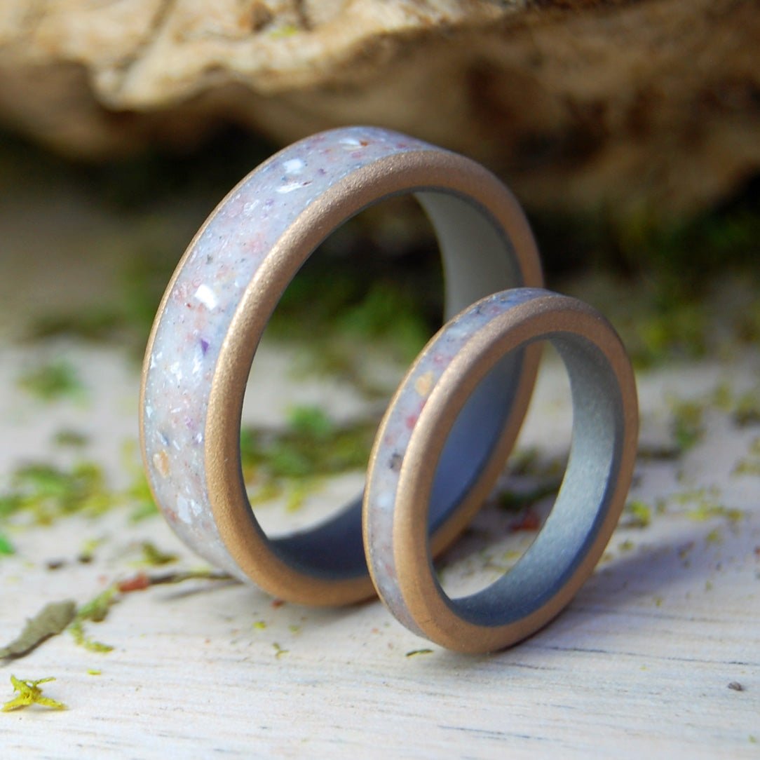 Shell Embedded Rings SEA SHELLS WE COLLECTED TOGETHER SET | Crushed Sea Shells, Beach Sand ...
