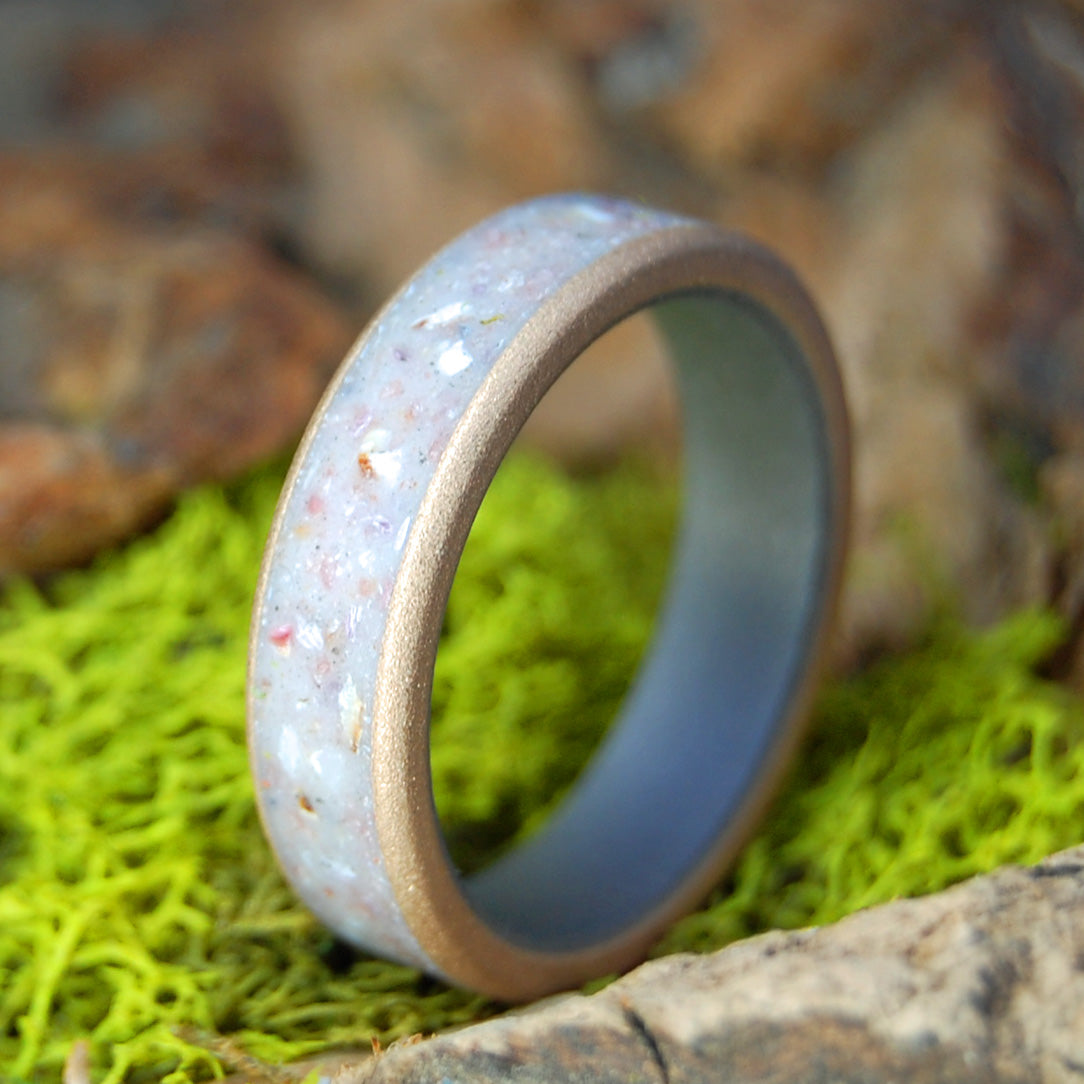 Matte Copper Sand Inlay Ring – Custom Earth Ring with Mixed Metal Edges ...