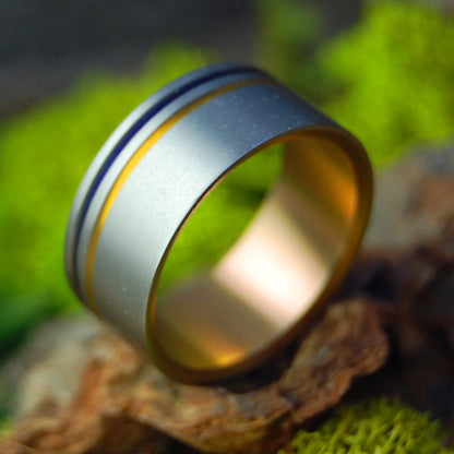 See You At Sunset with Blue | Size 10 At 9.5mm | Titanium Wedding Ring | On Sale - Minter and Richter Designs