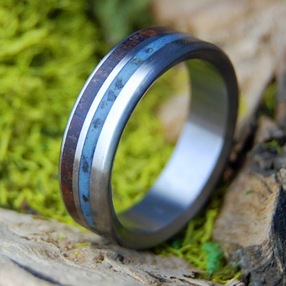 SEMPER FI FOREVER | Men's Iwo Jima Beach Sand, Koa Wood & Titanium Military Memorial Wedding Ring - Minter and Richter Designs