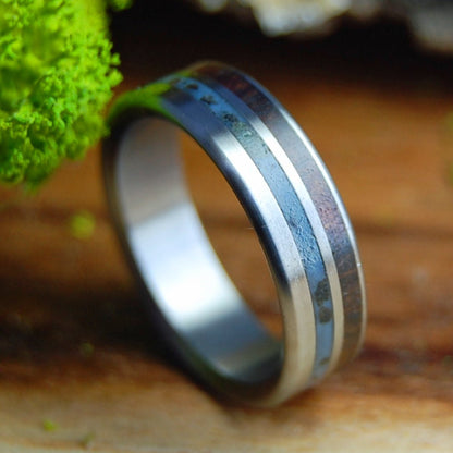 SEMPER FI FOREVER | Men's Iwo Jima Beach Sand, Koa Wood & Titanium Military Memorial Wedding Ring - Minter and Richter Designs