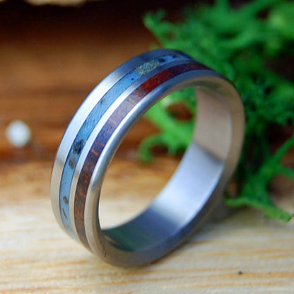 SEMPER FI FOREVER | Men's Iwo Jima Beach Sand, Koa Wood & Titanium Military Memorial Wedding Ring - Minter and Richter Designs