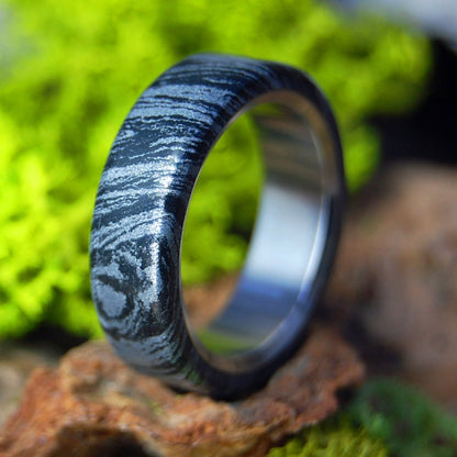 SHHH DARK | Men's Black, Silver, & Titanium Wedding Ring - Minter and Richter Designs