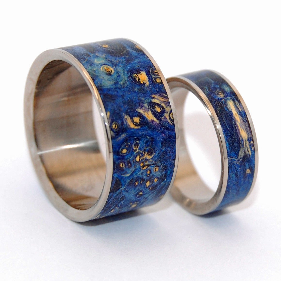 Shooting Stars | Blue Box Elder - Wooden Wedding Ring Set - Minter and Richter Designs