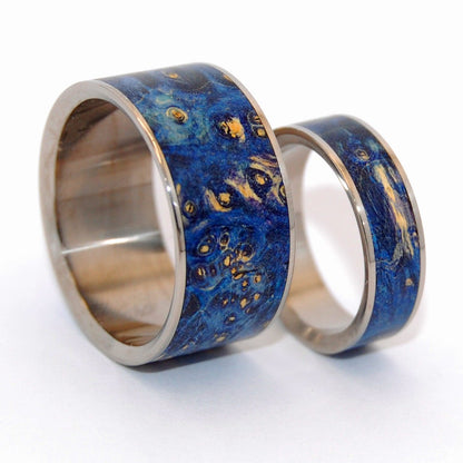 Shooting Stars | Blue Box Elder - Wooden Wedding Ring Set - Minter and Richter Designs