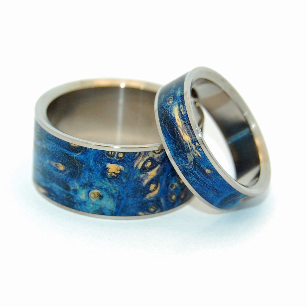 Shooting Stars | Blue Box Elder - Wooden Wedding Ring Set - Minter and Richter Designs