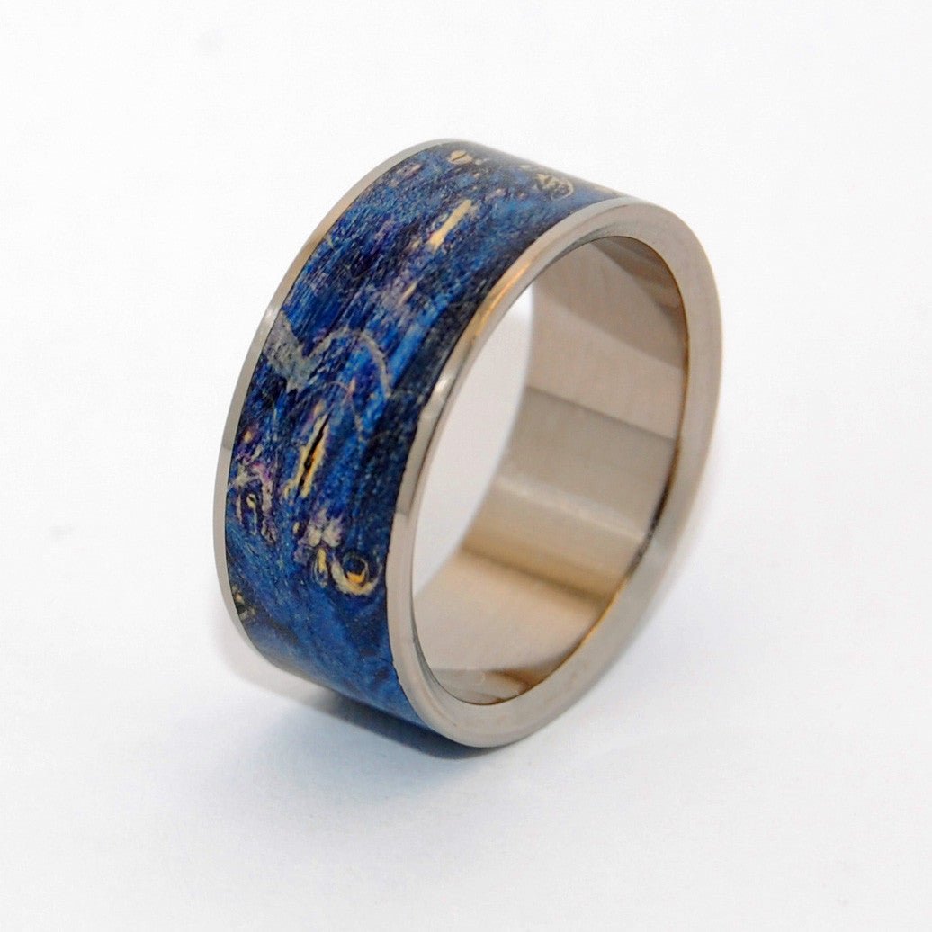 Shooting Stars | Men's Blue Box Elder Wood & Titanium Wedding Ring - Minter and Richter Designs