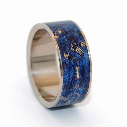Shooting Stars | Men's Blue Box Elder Wood & Titanium Wedding Ring - Minter and Richter Designs