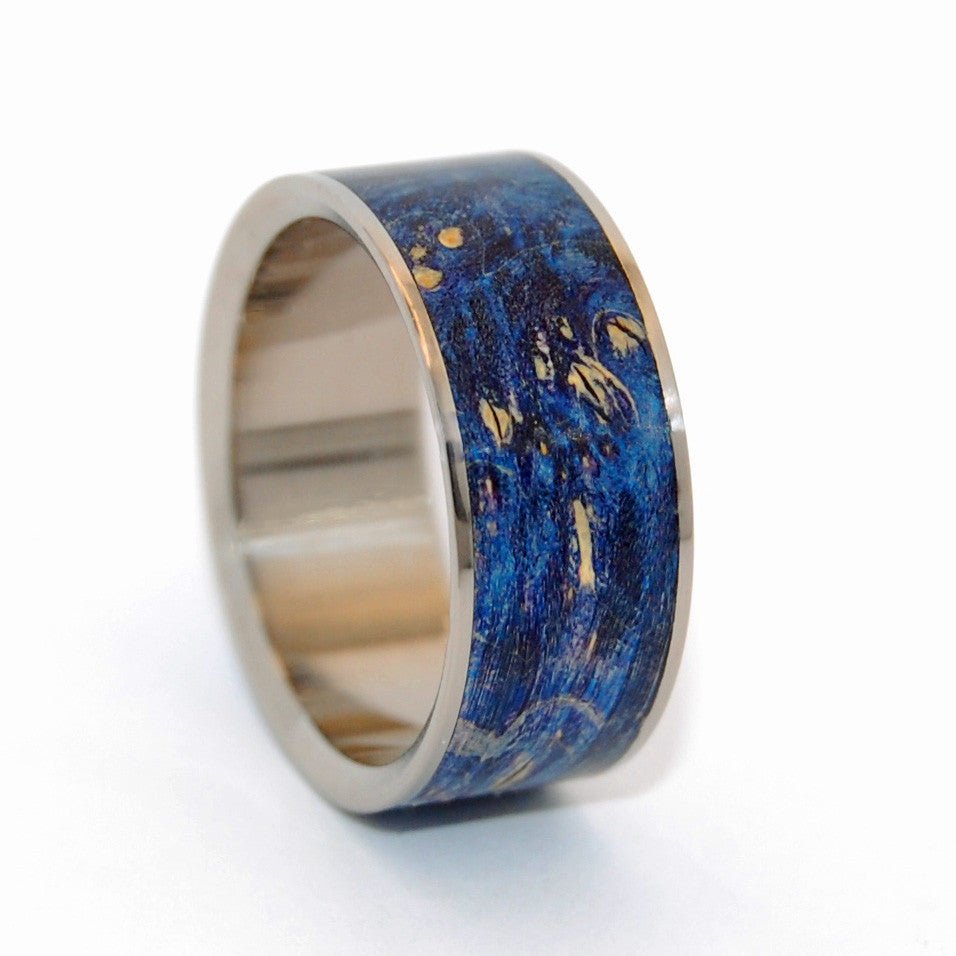 Shooting Stars | Men's Blue Box Elder Wood & Titanium Wedding Ring - Minter and Richter Designs