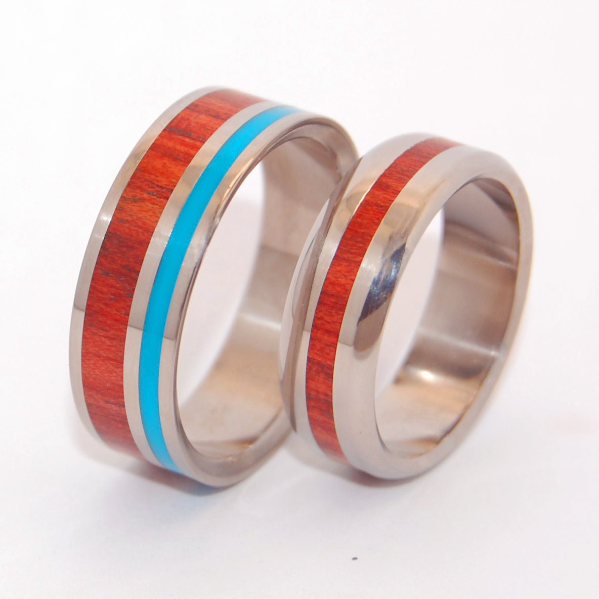 Shore Up My Heart | Blood Wood & Turquoise Resin Wedding Ring Set - Minter and Richter Designs