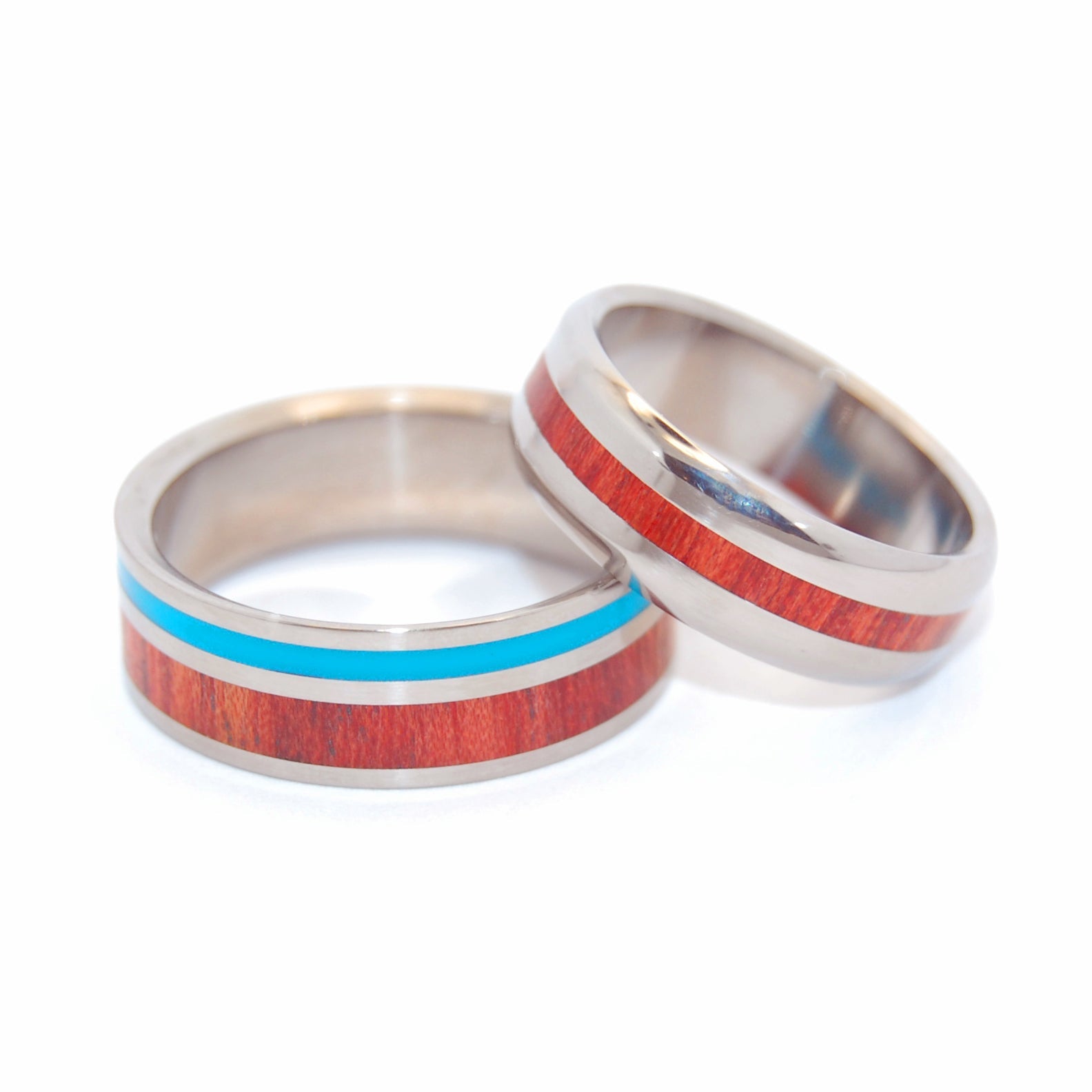 Shore Up My Heart | Blood Wood & Turquoise Resin Wedding Ring Set - Minter and Richter Designs