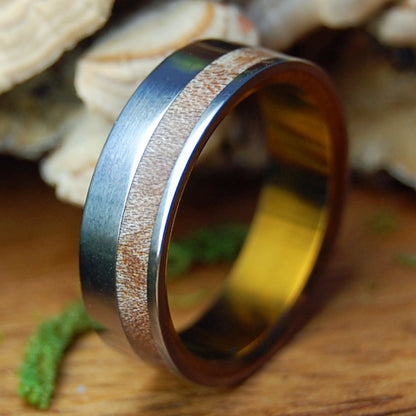 SILVER FAUN NARROW | Men's Maple Wood & Titanium Wedding Ring - Minter and Richter Designs