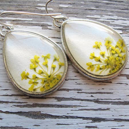 Silver Teardrop Queen Anne's Lace EarRing | Bridal Jewelry EarRing - Minter and Richter Designs