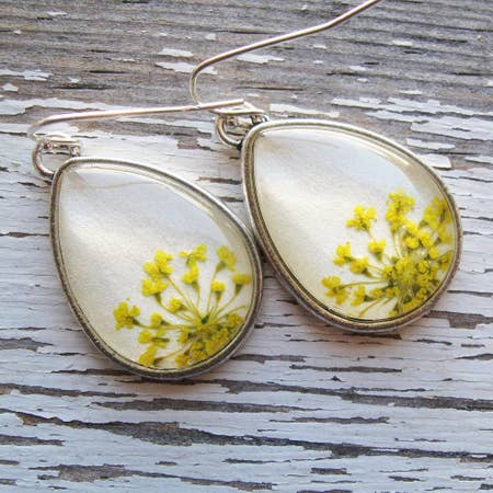 Silver Teardrop Queen Anne's Lace EarRing | Bridal Jewelry EarRing - Minter and Richter Designs