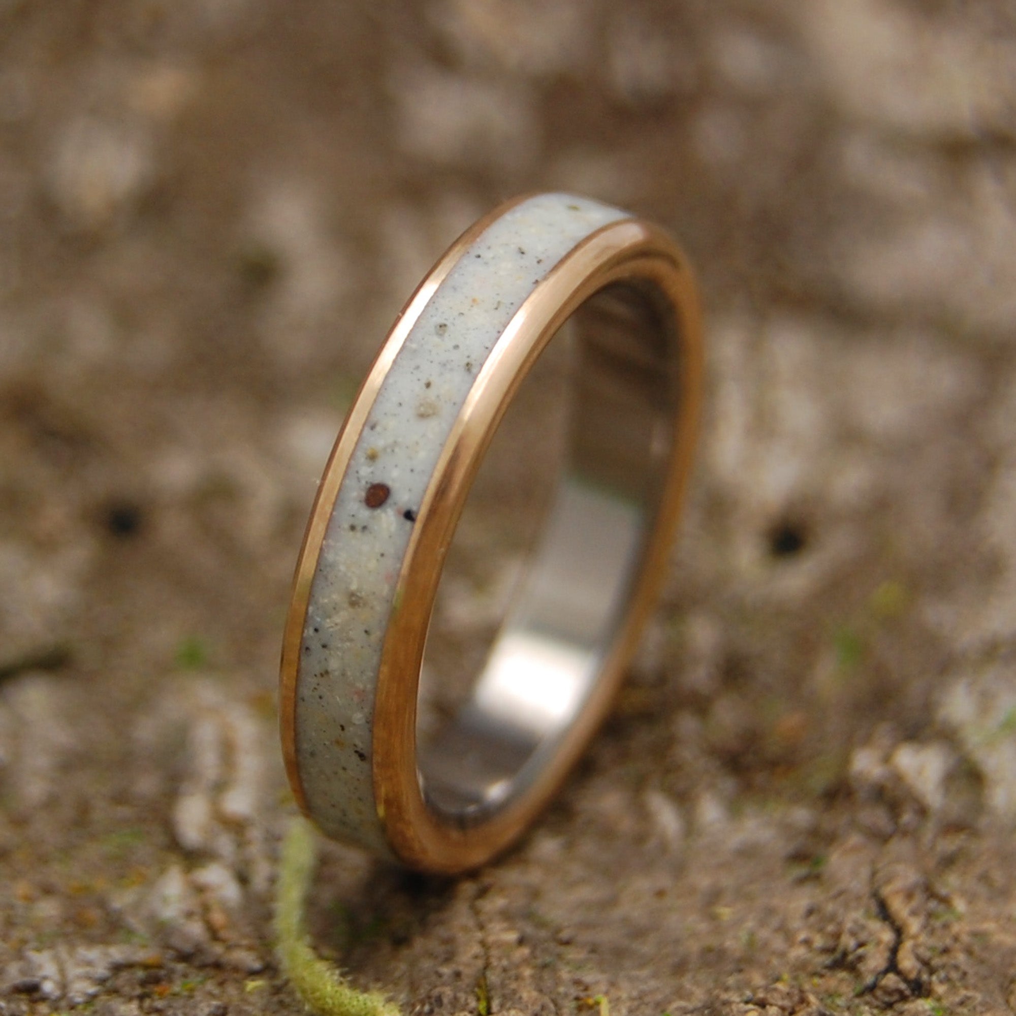 Single Center Inlay with Polished Copper Earth Memento Ring - Minter and Richter Designs