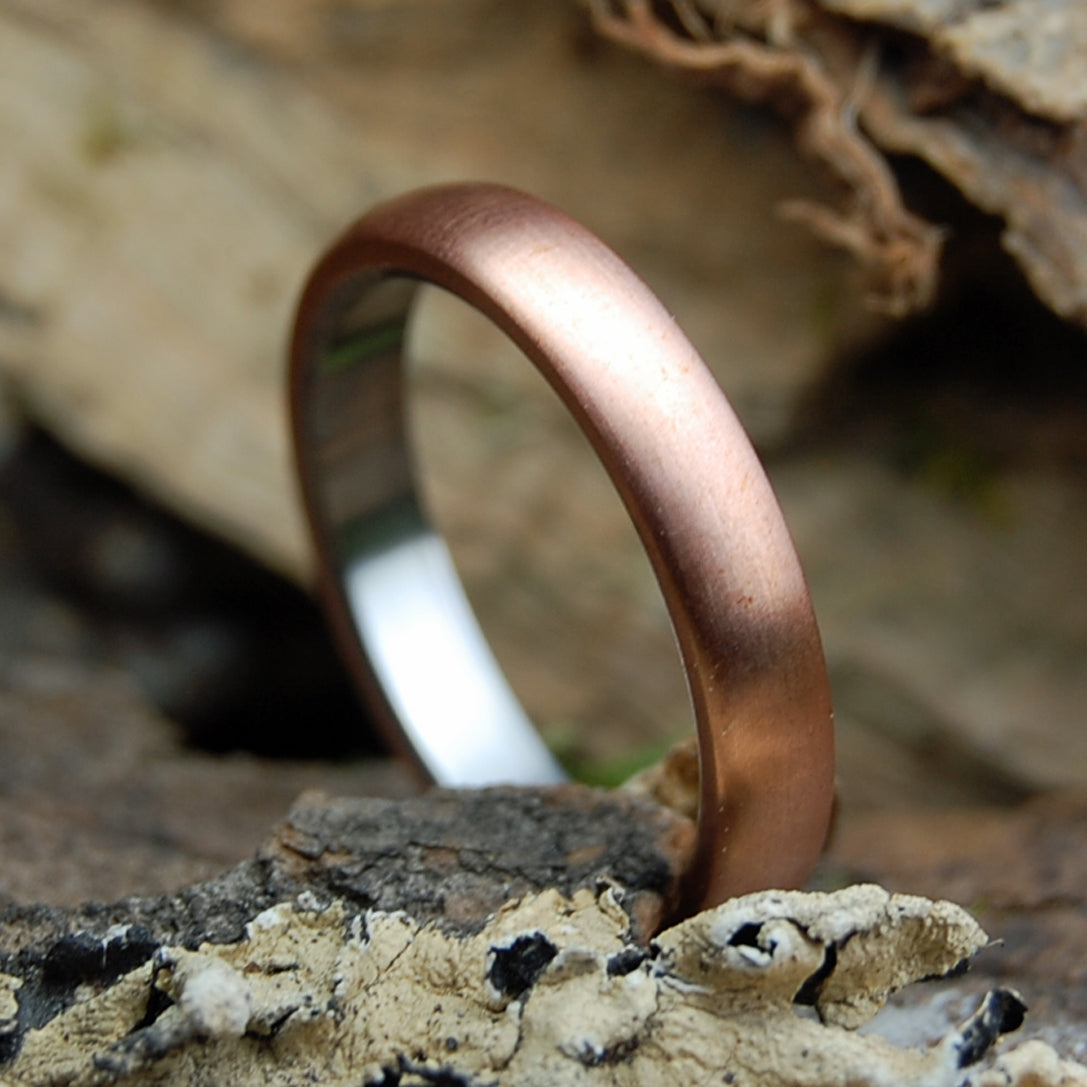 SLIM DOMED BOSTON COPPER | Men's Copper, Satin & Titanium Wedding Ring