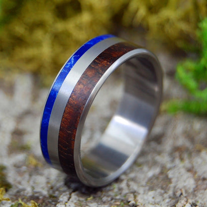 Sodalite Koa | Size 11.75 At 7.9mm | Koa Wood | Unique Wedding Band | On Sale - Minter and Richter Designs