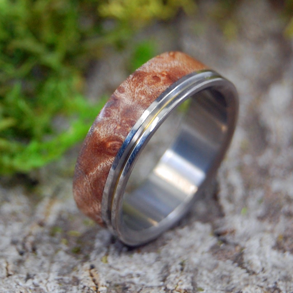 SPALTED MAPLE OFFSET | Size 6.5 At 6.4mm | Spalted Maple Wood | Unique Wedding Band | On Sale - Minter and Richter Designs