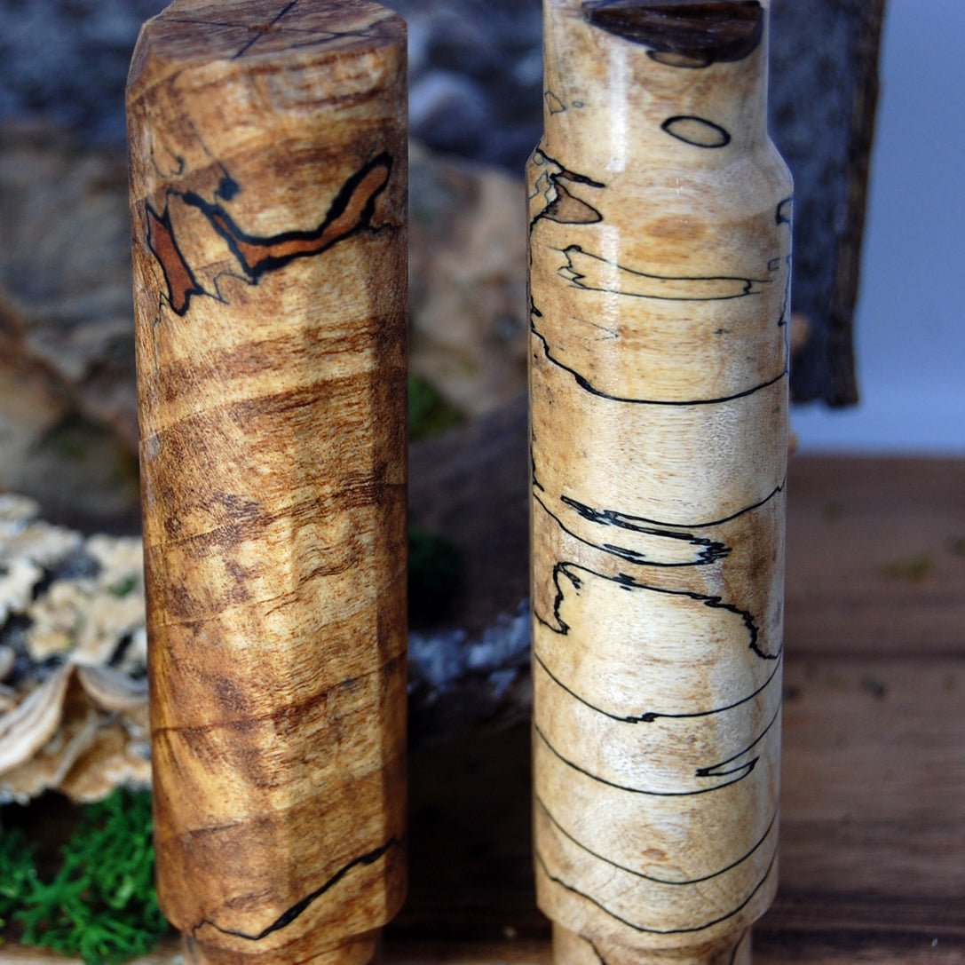 SPALTED TIGER | Men's Spalted Maple, Tiger Eye Stone & Titanium Wedding Ring - Minter and Richter Designs