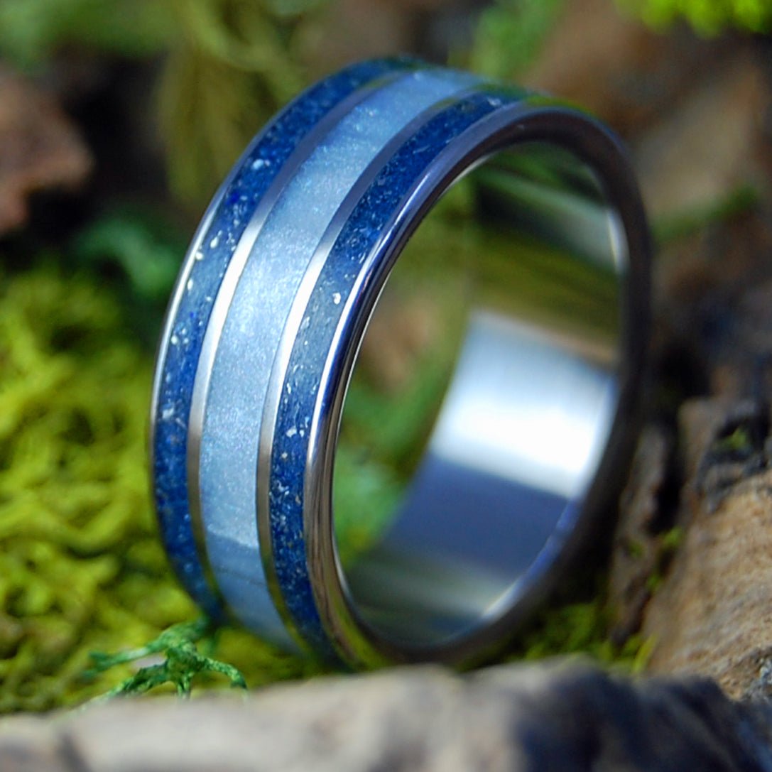 SPARK PLUG | Men's Gray Marbled Opalescent, Spark Plugs & Titanium Wedding Ring - Minter and Richter Designs