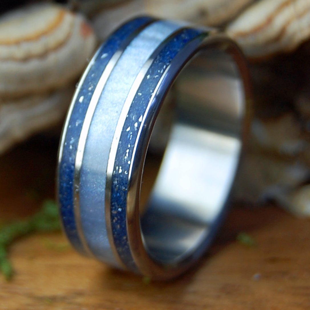 SPARK PLUG | Men's Gray Marbled Opalescent, Spark Plugs & Titanium Wedding Ring - Minter and Richter Designs