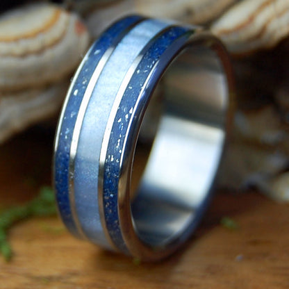 SPARK PLUG | Men's Gray Marbled Opalescent, Spark Plugs & Titanium Wedding Ring - Minter and Richter Designs