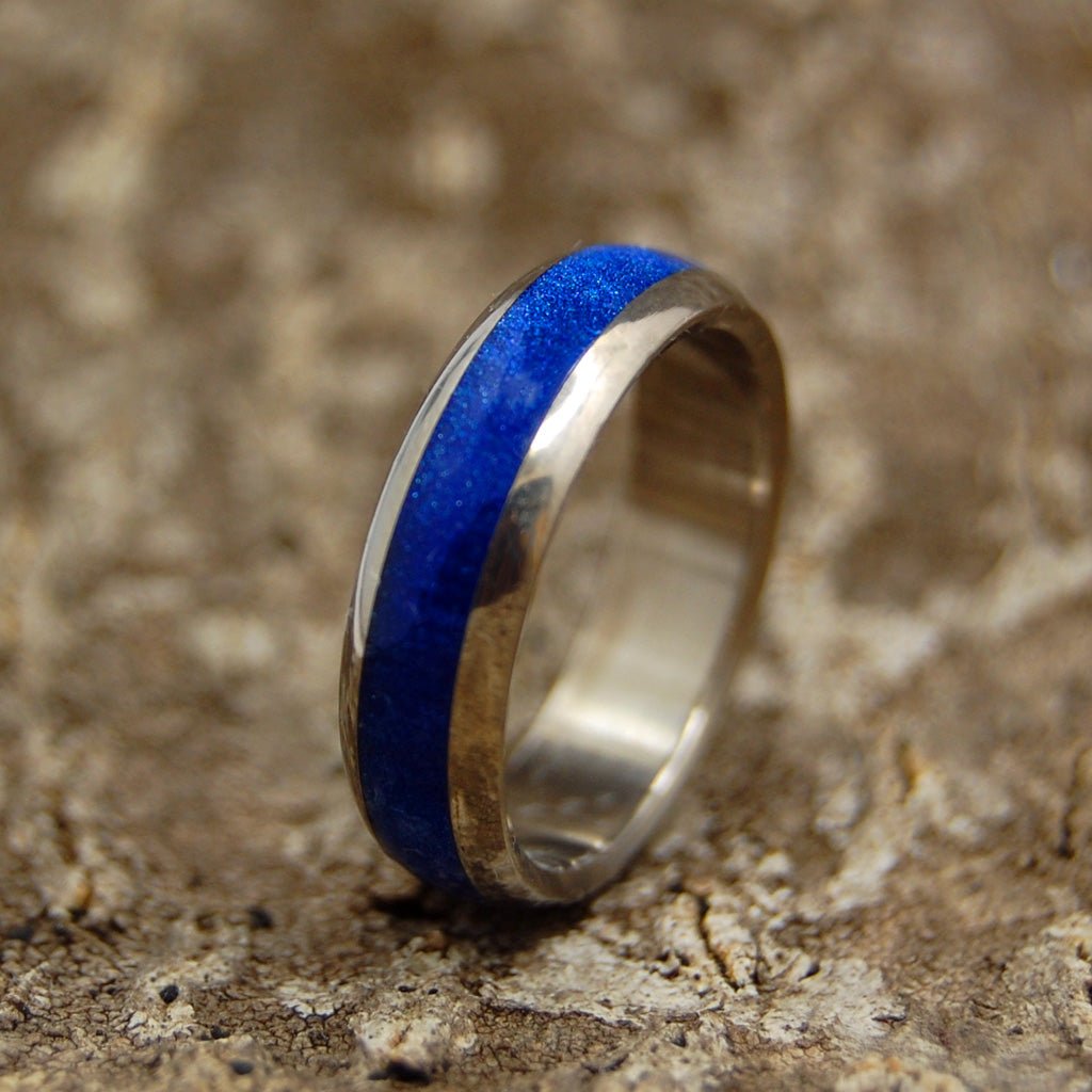 Sparkling Sapphire Sea Dome | Men's Blue Resin & Titanium Wedding Ring - Minter and Richter Designs