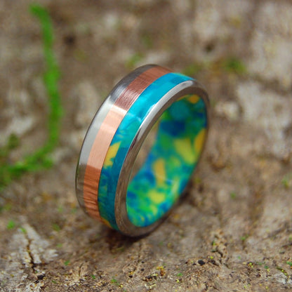 SPRING AWAKENING | Men's Multi Stone, Copper & Titanium Wedding Ring - Minter and Richter Designs